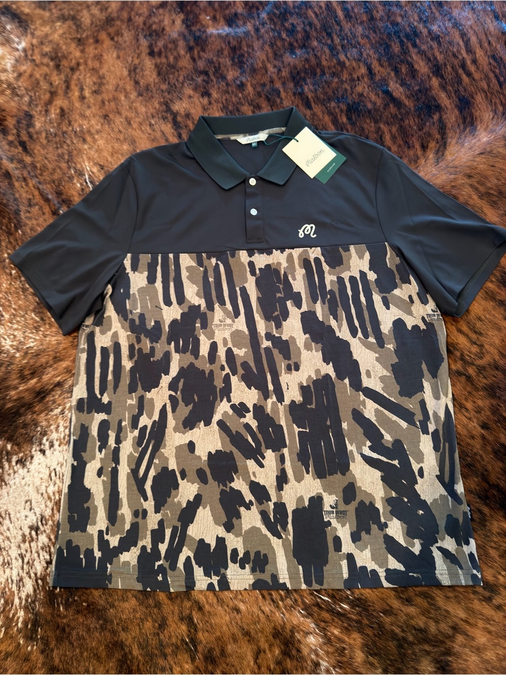 Malbon Golf Tour Divot Camo Polo Shirt Men's Bark Camo Green Size 2X XXL NWT
